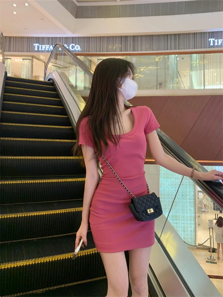 Slim Fit U-Ne ort Sve Feminino Dr Cotton Moisture ng Verão Sexy Saia Busto-In Line Bodycon Sle T-shirt...