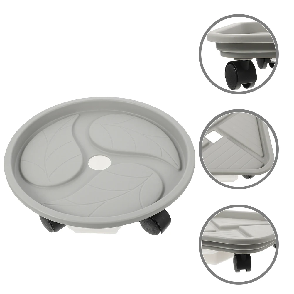 

Round Flower Pot Tray with Wheels 4# Diameter 30cm Heavy Duty Plant Stand Rolling Base for Potted Plants Plastic