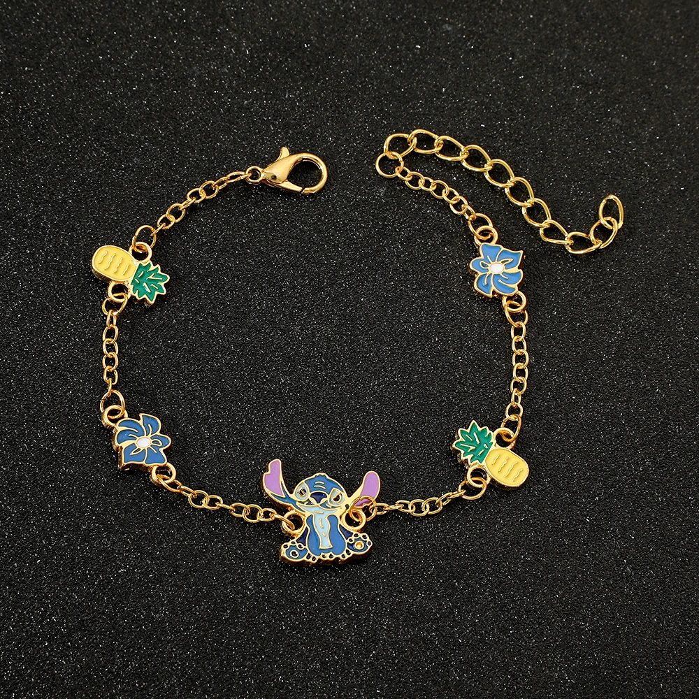 Lilo & Stitch Link Chain for Women, Flower Charm, Colorful Bracelets for Girls, Party Jewelry, Fashion, New Arrival