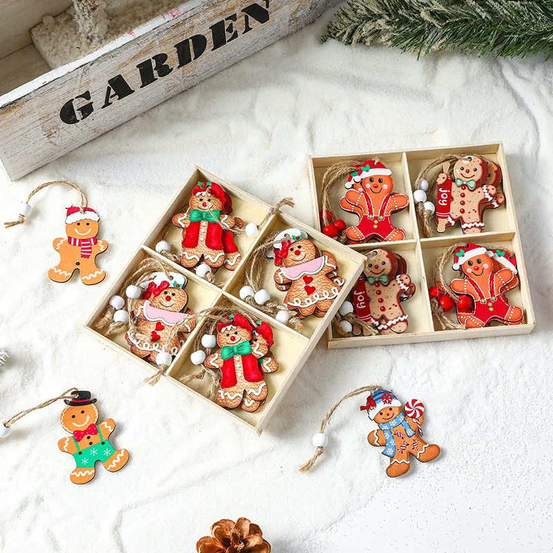 

Wooden gingerbread man ornaments Christmas decorations home decor Christmas tree hangings for layout arrangement home decor item
