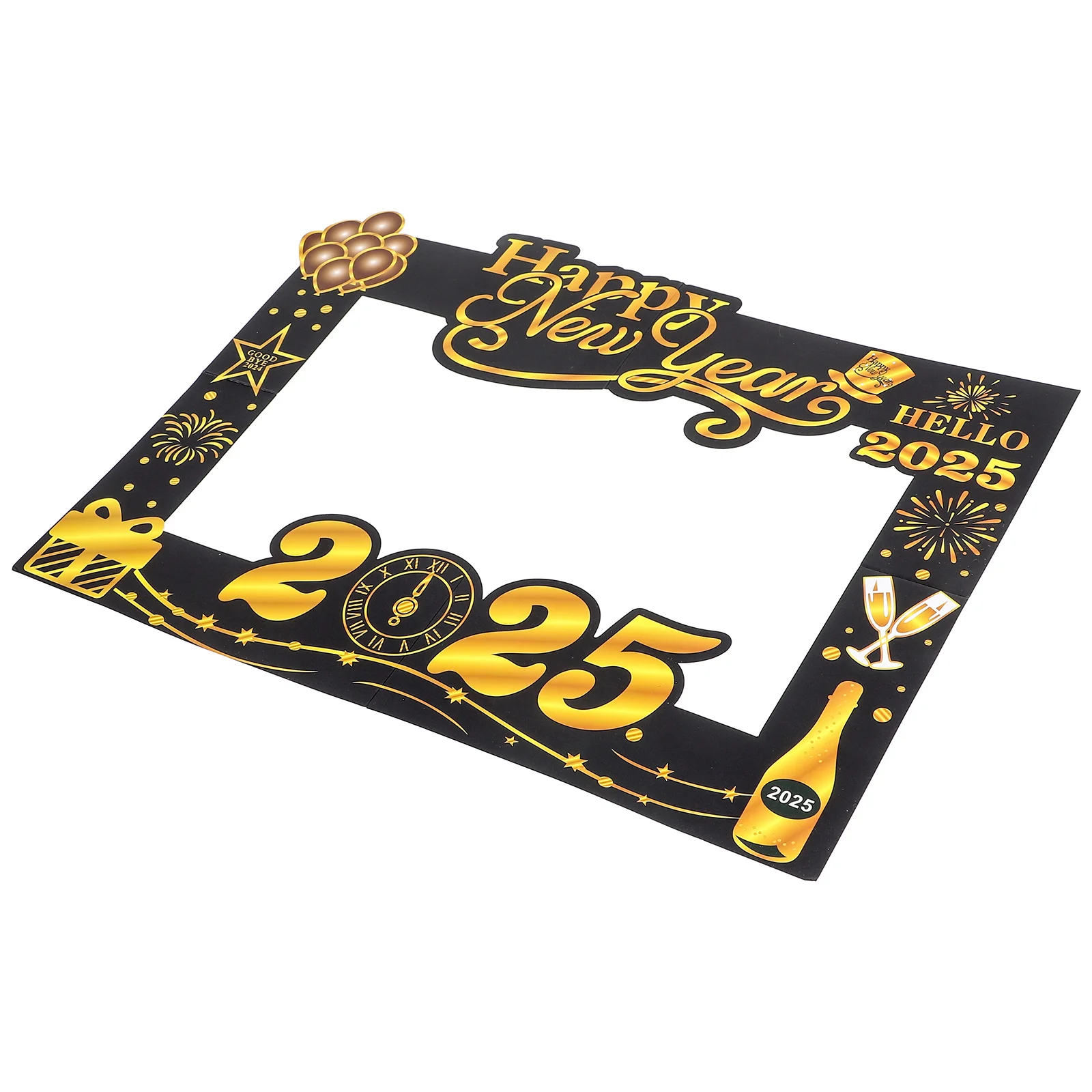 

Black Gold Photo Frame Happy New Years Booth Props Picture Taking Chinese Party Halloween