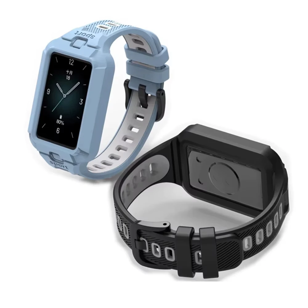 Silikon-Armband + Schutzstoßfänger für Huawei Band 11 Pro Smartwatch, Ersatz-Sportarmband für Huawei Band 11, Schutzhülle