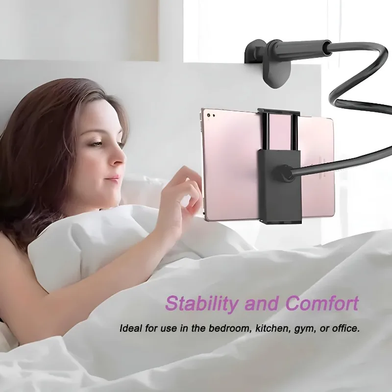 Soporte Flexible para Tablet con Clip de Montaje, Brazo de Acero Sólido para iPad, iPhone, Kindle, Samsung Galaxy, Abraz