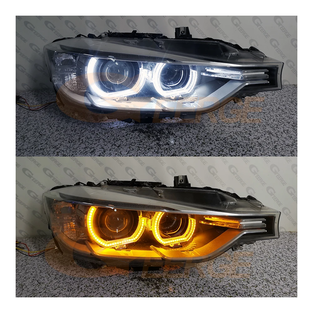 For BMW 3 Series F30 F31 F34 F35 F80 F81 M3 Ultra Bright Switchback DRL Turn Signal DTM M4 Style LED Angel Eyes Kit Halo Rings