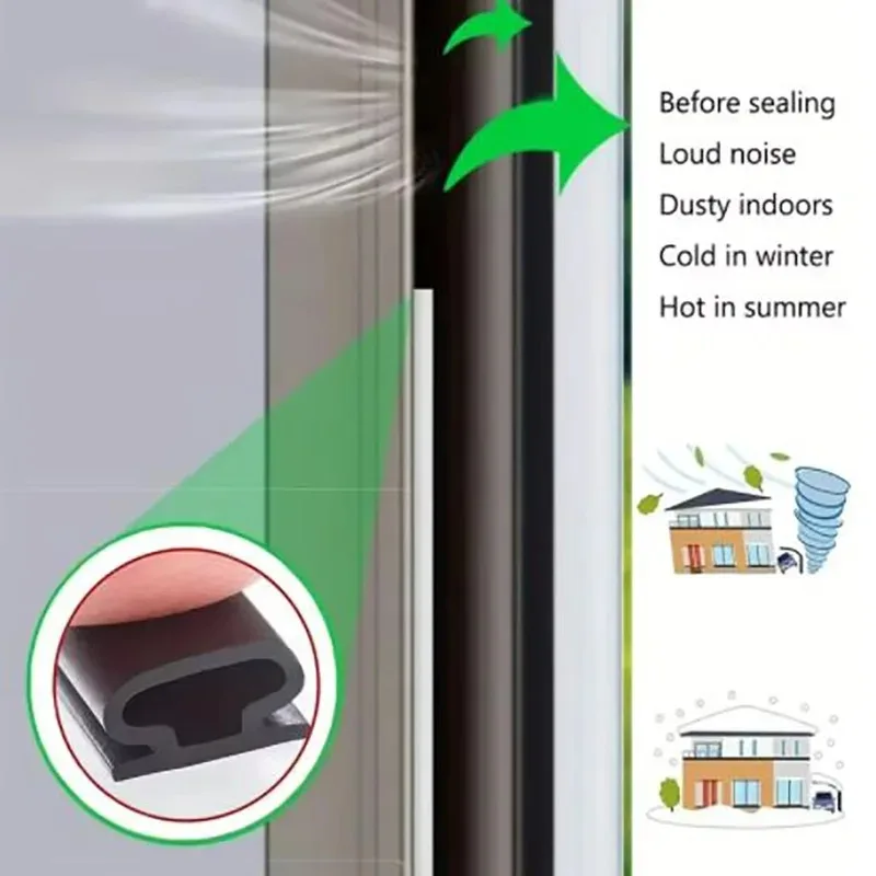 แถบปิดผนึกประตูหน้าต่างกันลมกันเสียงกันกระแทก TPE ขนาด 1/3/6/10 เมตร 1 ชิ้น แบบมีกาวในตัว