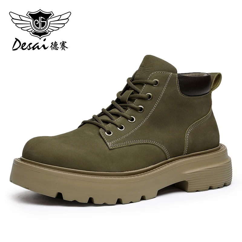 

Desai Men Boots Winter New Cowboy Men Shoes Casual Genuine Leather Military Work Fashion 2024 New Arrival