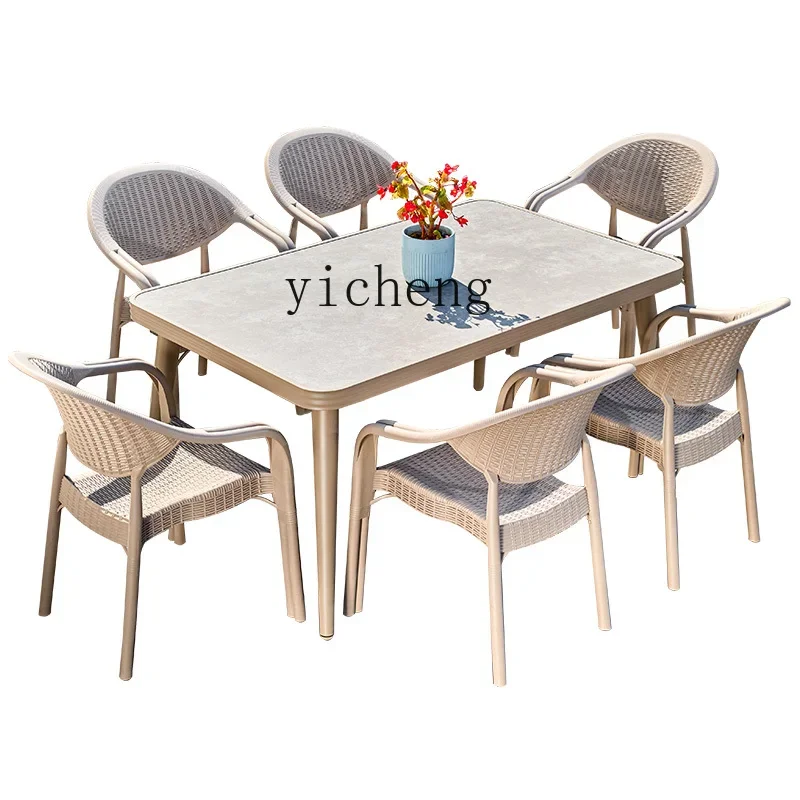 H3-24  outdoor leisure table and chair courtyard aluminum alloy  slab waterproof upgrade thickened outdoor combination balcony