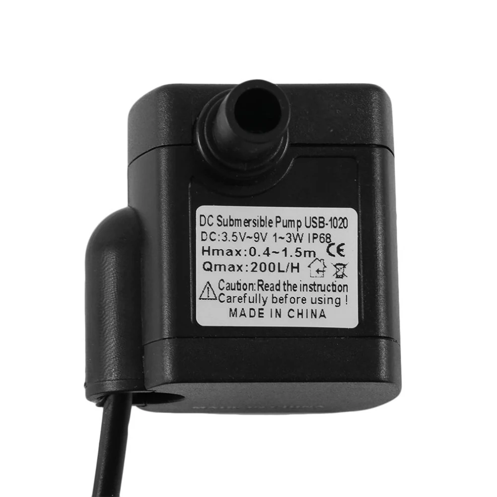 ปั๊มน้ำแบบจุ่มขนาดเล็ก DC3.5V-9V ใน USB-1020 3W สำหรับตู้ปลาภูมิทัศน์ตู้ปลา