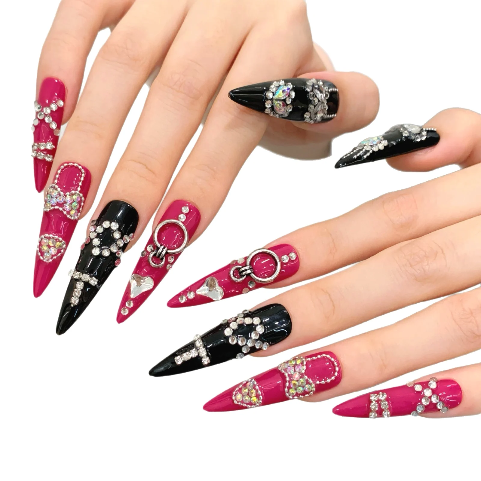

Color Jumping Full of Diamonds European and American Style Nail Art Fashion Manicure (324)