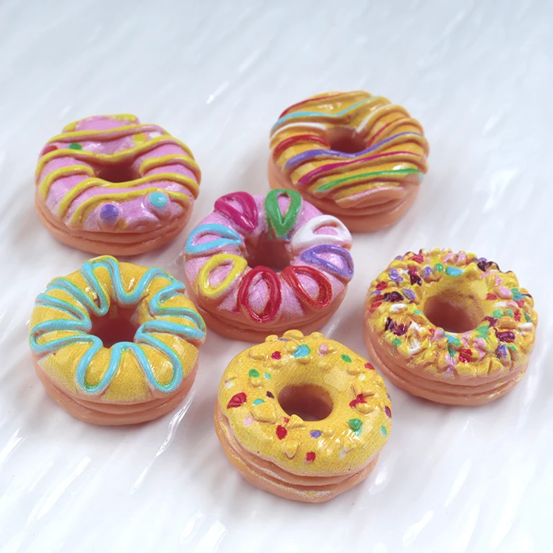 10/100PCS Miniature Resin Donut Patch Scrapbook DIY Resin Crafts Dollhouse Hairpin Cabochon Decoration Crafts