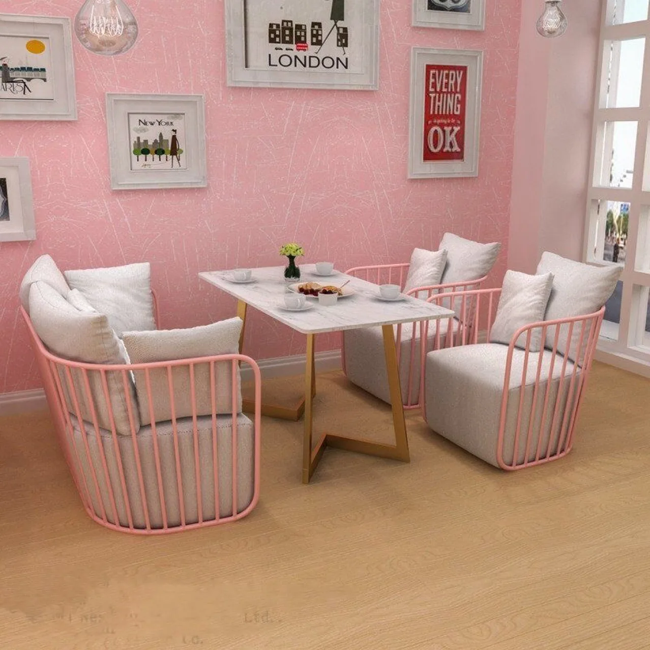 Sofá simple y doble de hierro forjado, restaurante moderno de celebridades de Internet, cabina de negociación