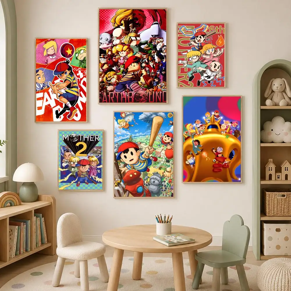 Game Retro RPG EarthBound Poster Self-Stick HD PP paper Wall Art  Waterproof Decor for Bedroom, Living Room，Gift