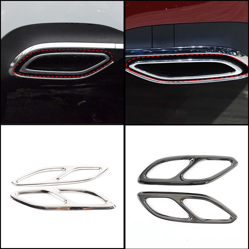 Upgrade AMG Style Quad Exhaust Trim For Mercedes CLA 200 220 250 C118 2020-2023 Gloss Black Stainless Steel Tailpipe Cover 2Pcs