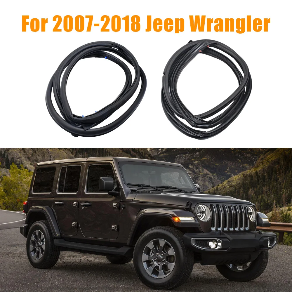 2Pcs Front Door Weatherstrip Seal Waterproof Windproof Rubber Strip 55395274AW for Jeep Wrangler JK 2007-2018 Car Accessories