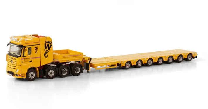 Collectible Alloy Model WSI 1:50 Scale MB MP4 8X4 100Ton Low Board Trailer Delivery Truck Vehicle Diecast Toy Model 01-3629