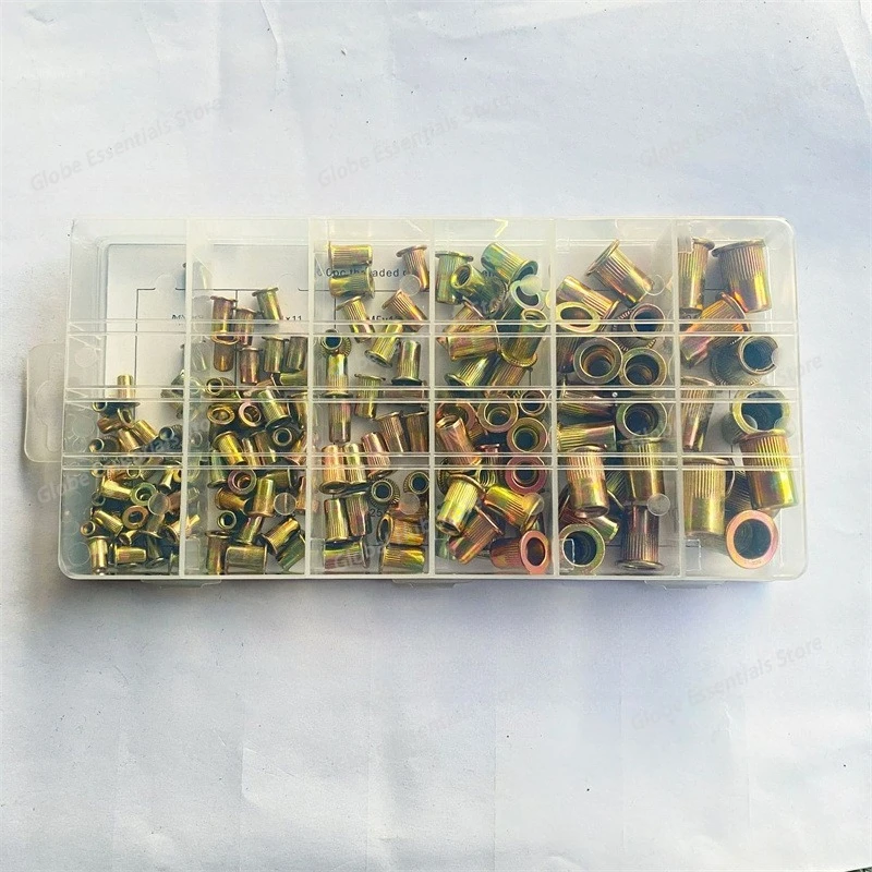 

150pcs M3-M10 Rivet Nuts Kit Flat Head Insert Nutsert Rivnuts Assortment Set Threaded Insert Nutserts Assort Bolts and Nuts