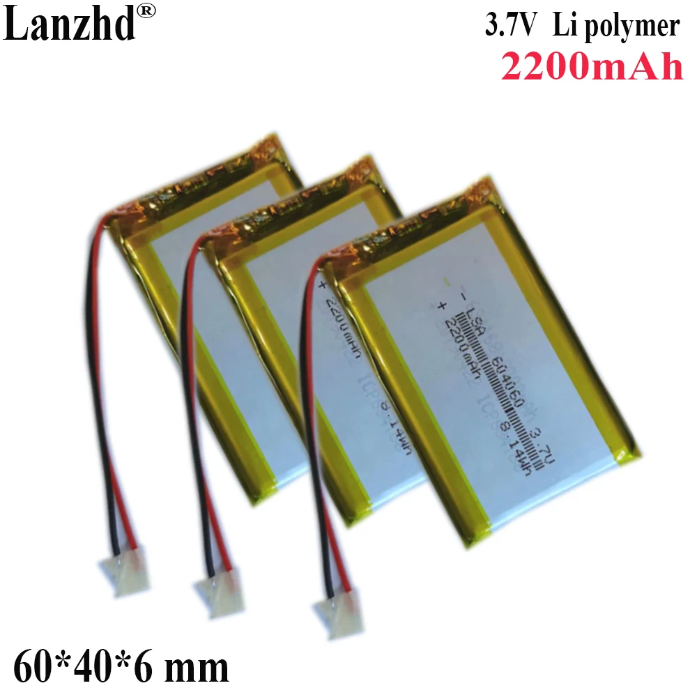 3.8V Lithium Polymer Rechargeable battery li-po 604060 For GPS navigation Bluetooth speaker LED tablet PC laptop 2200mAh