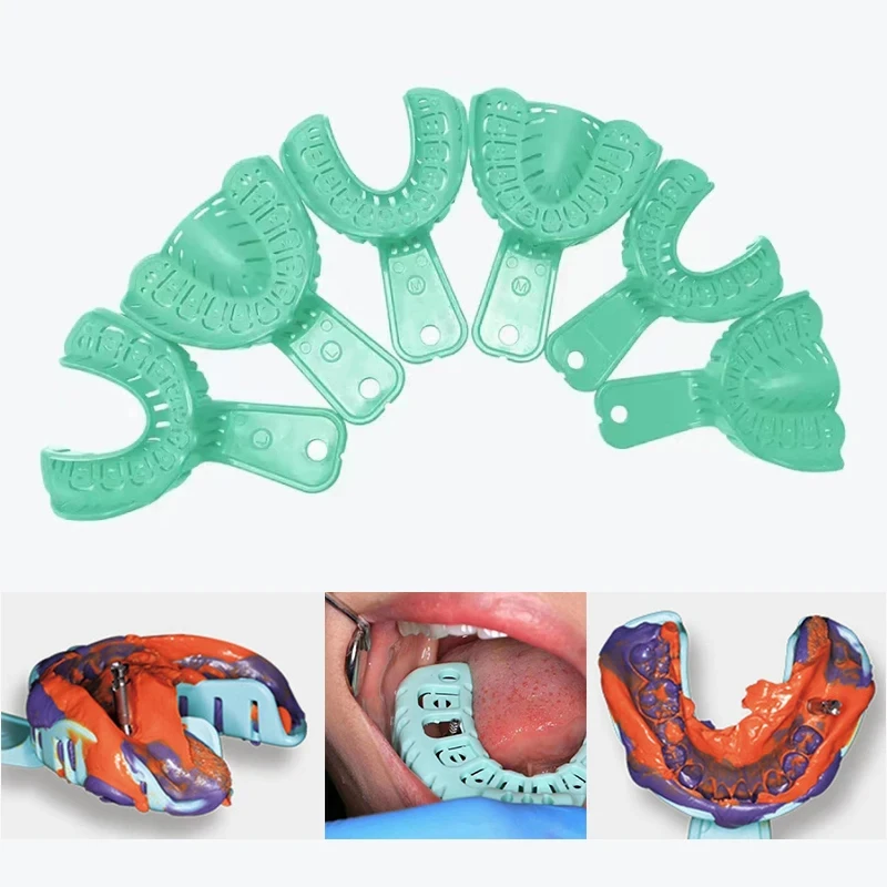 

Denspay 6Pcs/Set Dental Impression Plastic Tray S/M/L Dental Implant Tray Full Mouth Removable Partial Mold Tray Easy To Fold