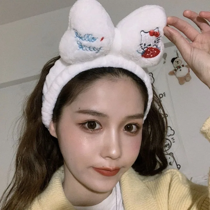 New Sanrio Hello Kitty Animation Cartoon Cute Innovative Plush Face Wash Headband High Value Girl Who Loves Makeup Headband