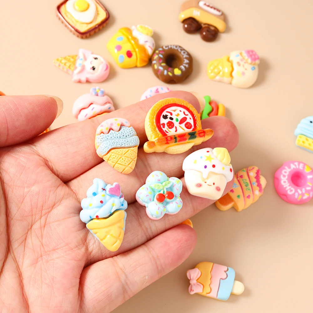 Leslie Mix Kawaii Cartoon Lebensmittel-Anhänger aus Harz, Flache Cabochons für Mädchen, DIY Nagelkunst, Handyhüllen, Haarspangen-Zubehör – Detail 5