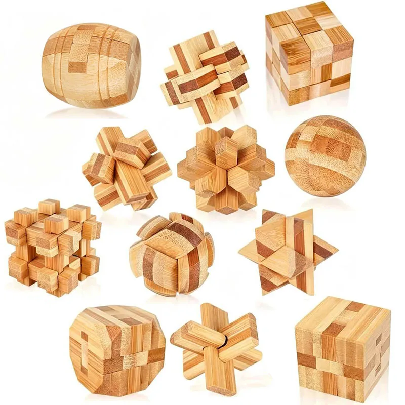 

NEW 4.5CM Lu Ban Lock Puzzle Bamboo Unlock Interlock Brain Teaser Toys IQ and Logic Test Educational Gifts For Kids & Adults