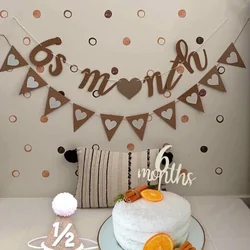 Kraft Paper 6 Months Banner Sign for Half Birthday Garland Baby Shower Birthday Party Decor Cursive Bunting Decorations