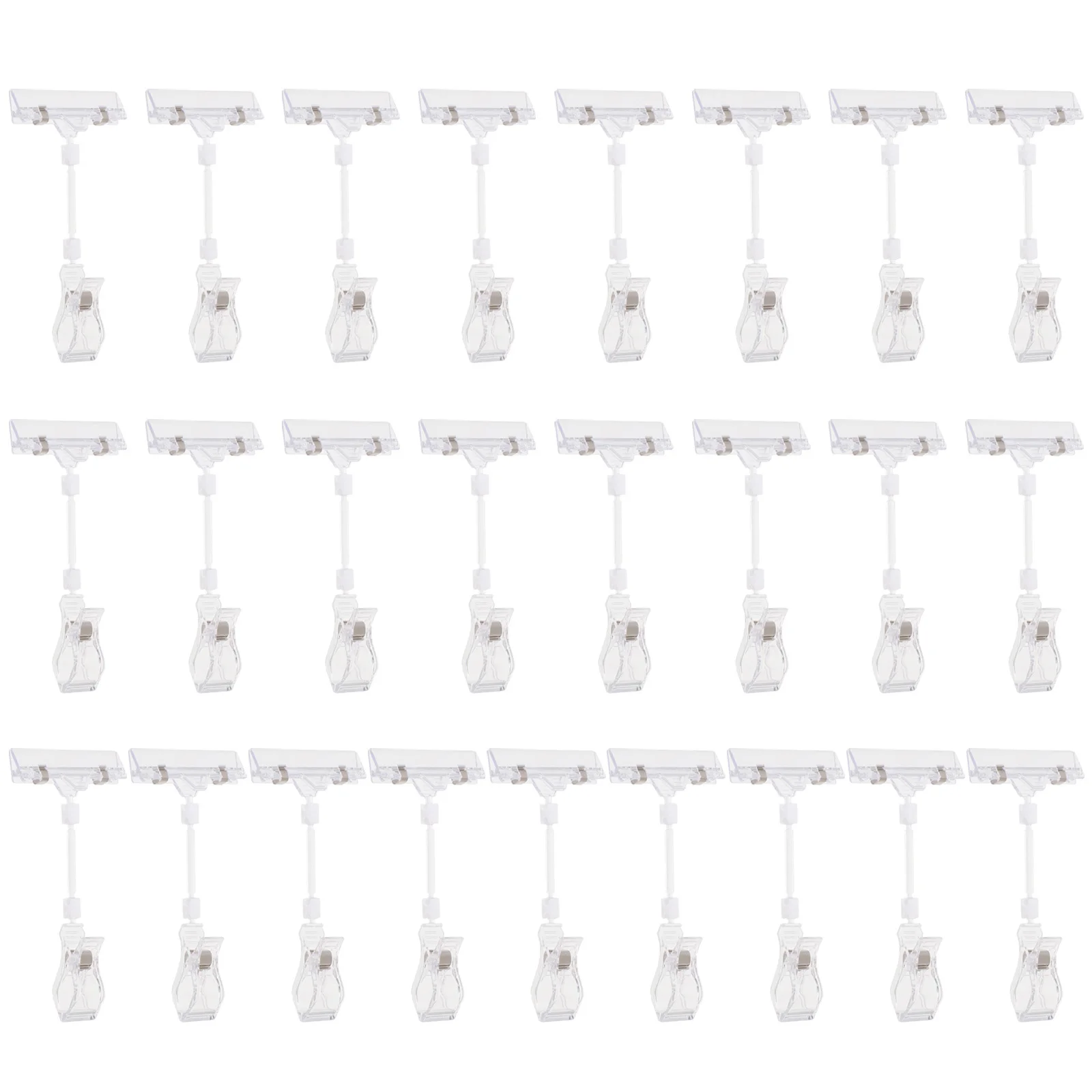 

25Pcs Wanxiangjia Double Display Tag Clips Rotatable Clear Sign Holder Plastic Merchandise Tag Retail Store Supplies Price