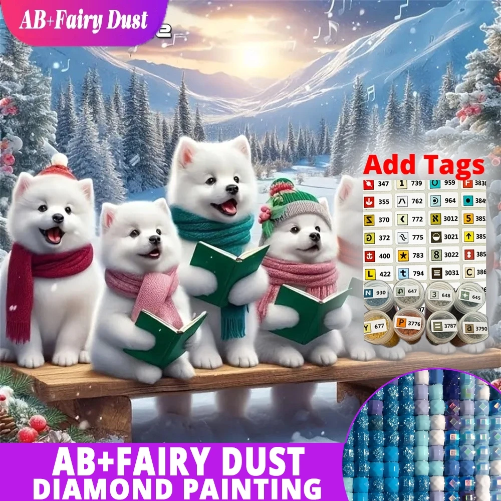 

AB сказочная пыль, полная квадратная круглая алмазная живопись, собака, животное, сделай сам, акриловые принадлежности для рукоделия, зимняя мозаика, Новое поступление, ремесло