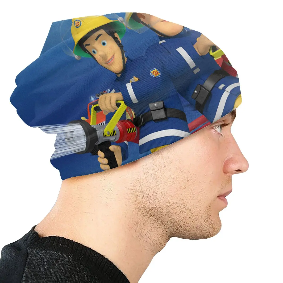 Fireman Sam Steele Educational Cartoon Rescue Men Women Beanies Cycling Ski Cap Double Layer Fabric Bonnet Hat