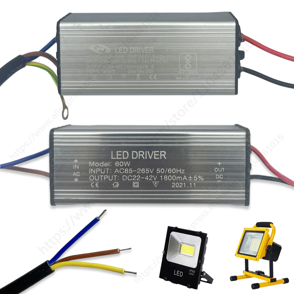 30W 50W 60W 80W 100W bez migotania wodoodporny sterownik LED stałe napięcie DC24-42V zasilacz AC85-265V transformatory oświetleniowe