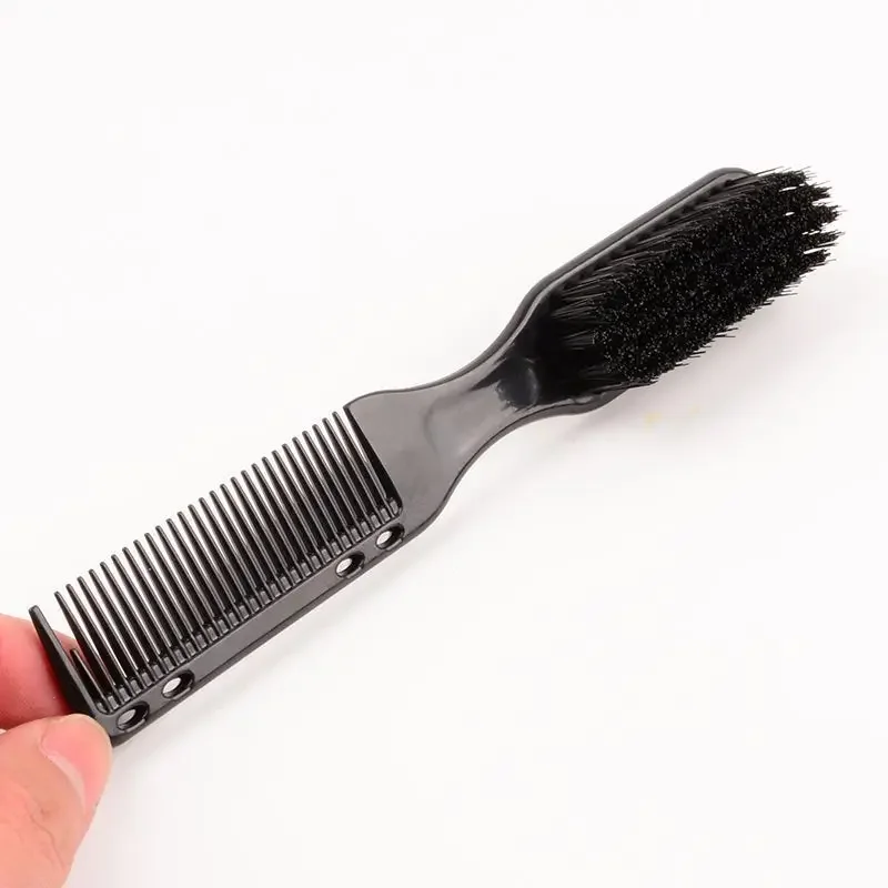 1PC Double-sided Comb Brush Black Small Beard Styling Brush Professional Shave Beard Brush Barber Vintage Carving Cleaning Comb