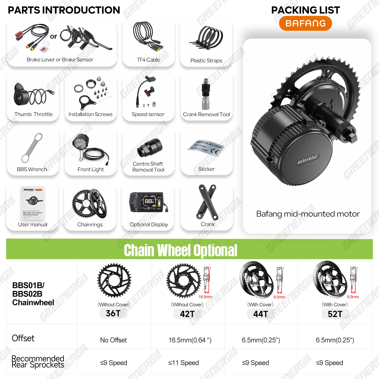 Bafang 750W 48V Kit Mid Drive Motor BBS02 BBS02B Electric Bicycle eBike Conversion Kit Powerful Central e-Bike Engine 68mm 100mm