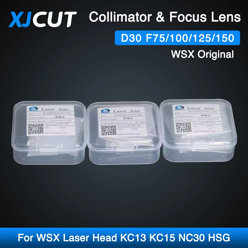 

XJCUT WSX оригинальная коллиматорная линза D30 фокусирующая линза F75/100/125/150 для лазерной головки WSX KC13 KC15 NC30 HSG