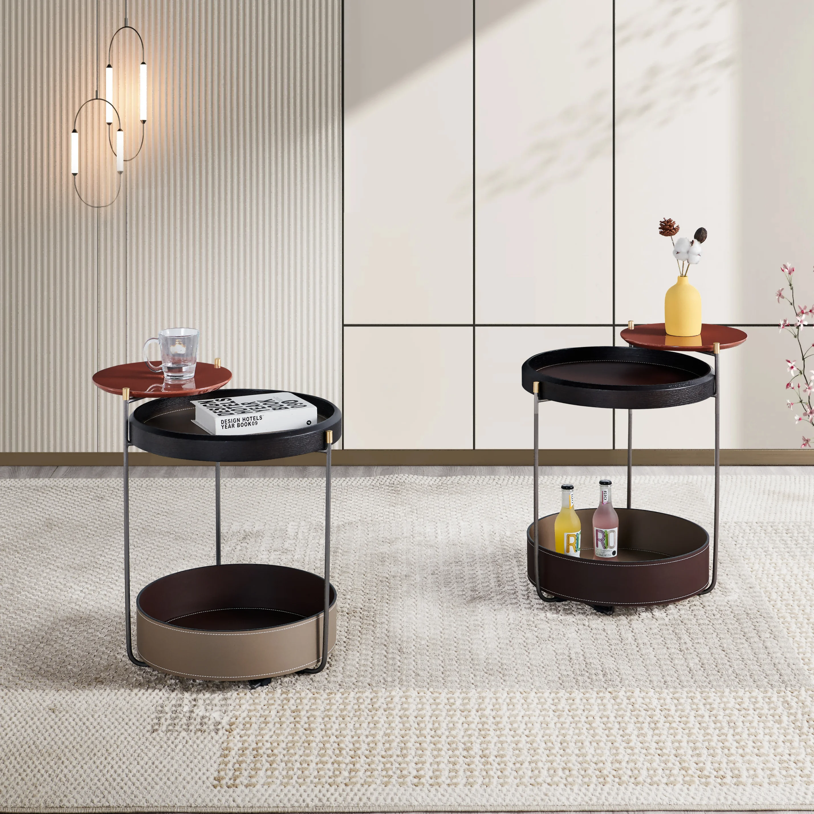 Wholesale Stone Plate Metal Saddle Leather Corner Table Balcony Small Metal Customized Living Room New Sofa Side Table Modern