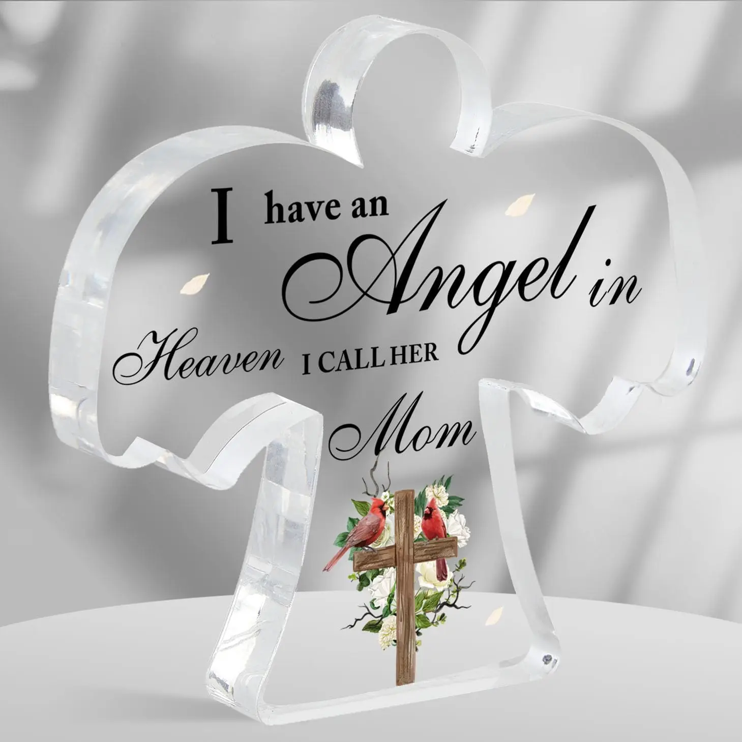 Memorial Cardinals Gift, Angel Acrylic Cardinal Bereavement Memorial Sign Decor, Condolences Remembrance Grief Gift