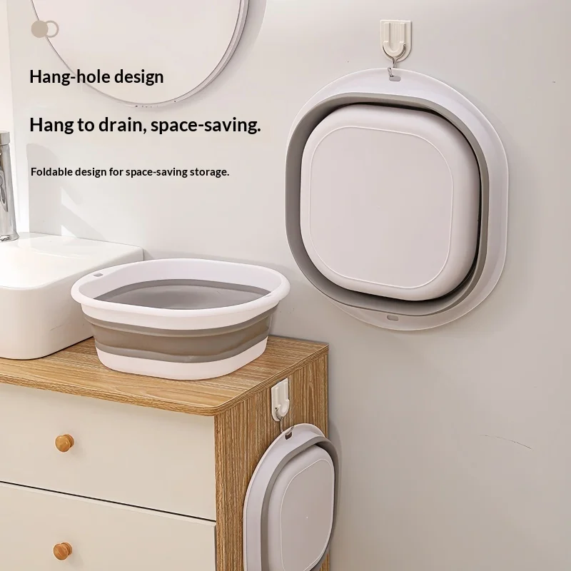 1pcs Foldable Portable Plastic Compression Large Washbasin, Suitable For Home, Travel Laundry, Washing Vegetables