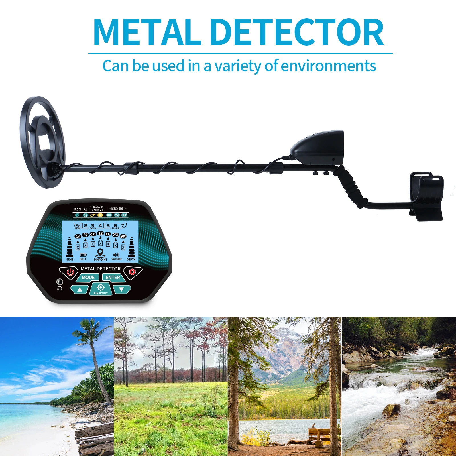 Underground Metal Detector GT620G High Sensitivity Liquid Crystal Professional Gold Hunter Circuit  Waterproof Coil