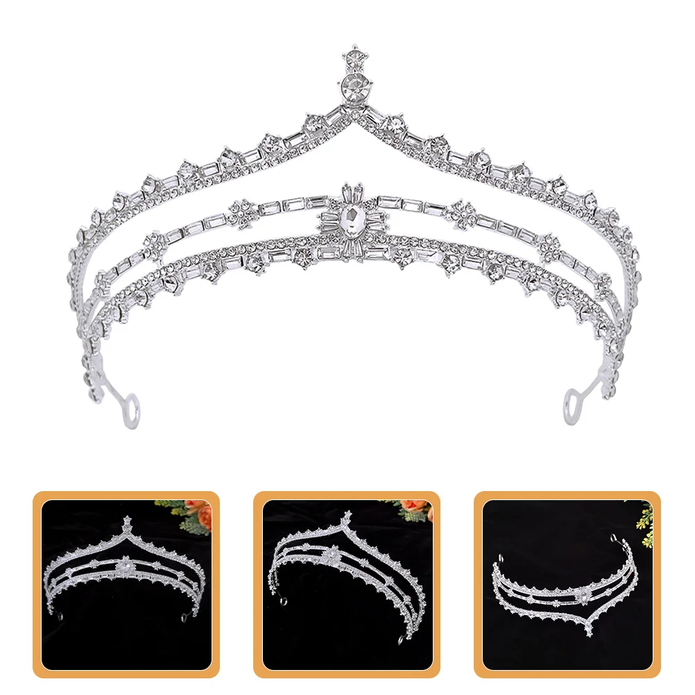 أنيقة العروس تيارا حجر الراين عقال الزفاف تاج الزفاف غطاء الرأس حفلة إكسسوارات الشعر للنساء العروس عقال #4