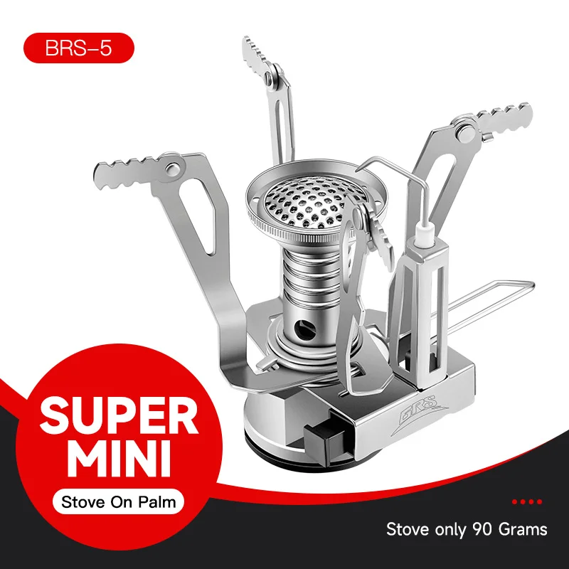 BRS-05 Super Mini Camping Stove Lightweight Mountaineering Stove 1.94kw Gas Stove Aluminum Magnesium Alloy Gas Stove Weight 90g