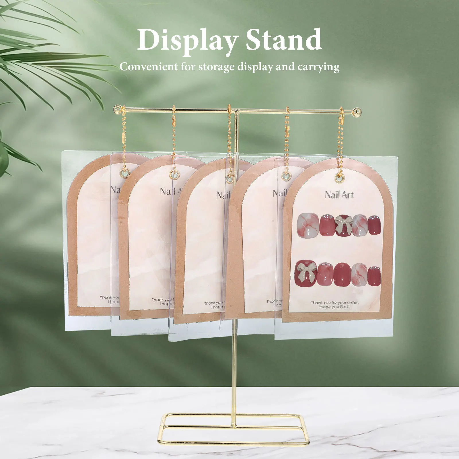 

1 Set Card For Fake Press On Packaging T-Shaped Stand Salon Art Holder Manicure Tool Nail Display Cards False Nail Supplies