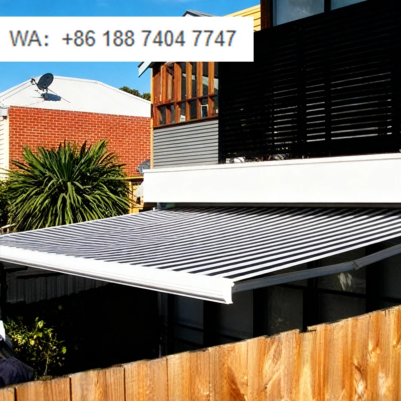 

Heavy Duty Automatic Full Cassette Retractable Awning Wind Sensor Waterproof Remote Control for Balcony Rain Canopy Outdoor Use