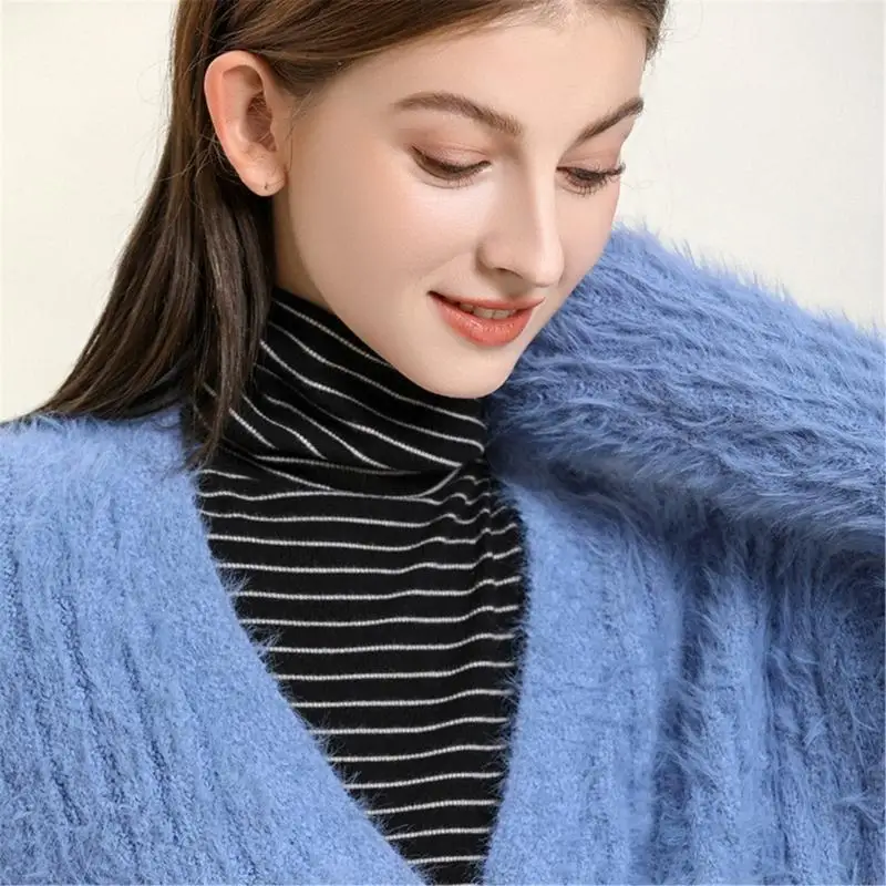 أنيقة مخططة انفصال عالية الرقبة طوق تنفس النسيج الزخرفية طوق Y166 #4