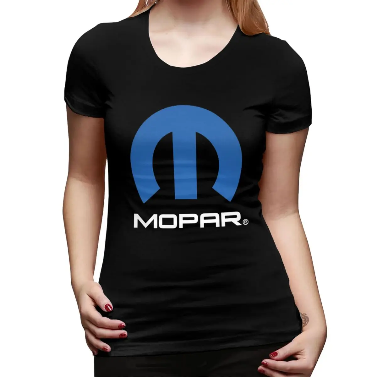 Mopar Black Logo American Trucker T-Shirt for Women Round Neck Streetwear T Shirts Women's Tees Short Summer Clothes Tops