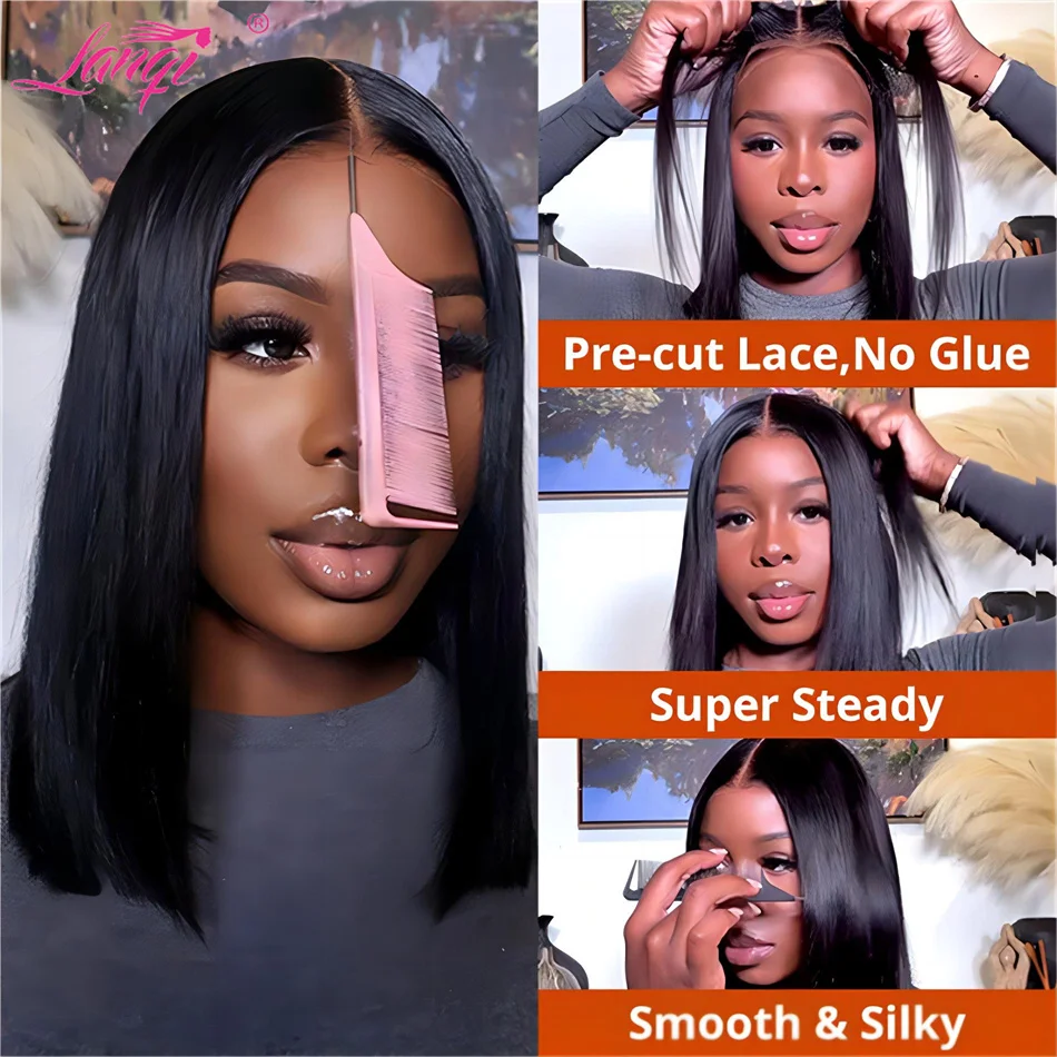 Straight Glueless Wig Human Hair Ready To Wear Indian Human Hair Wigs Remy 13X4 Transparent Human Hair Lace Frontal Wig