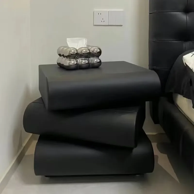 Italiya Decor Nightstands Unique Black Luxury Bedside Minimalist Nightstands Modern Space Saving Mesa De Noche furniture bedroom