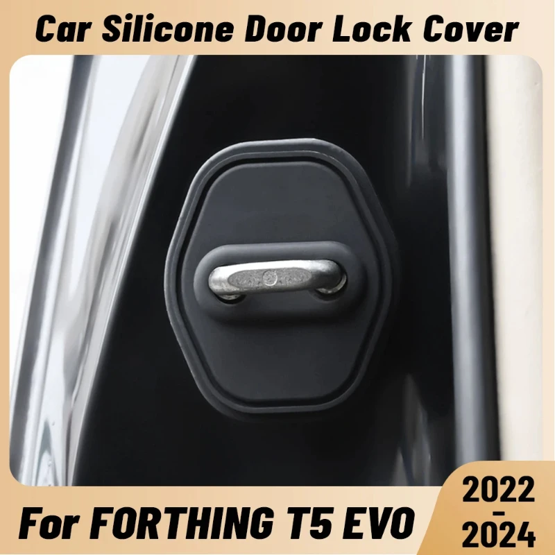 

For FORTHING T5 EVO 2022-2024 Car Door Shock Absorber Door Lock Protector Silicone Auto Door Lock Latches Cover Accessories