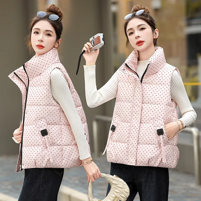 

2026 зимний новый модный хлопковый жилет, свободная хлопковая куртка, модный короткий воротник-стойка, потертый стильный жилет для женщин