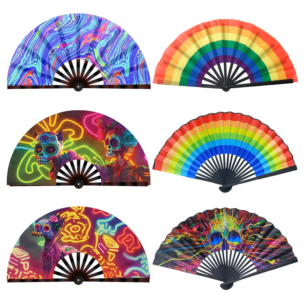 

Ten Inch Fluorescent fan Lightweight Foldable Glitter Hand Fan Craft Gifts Stage Performance Dance Kung Fu Folding Fan