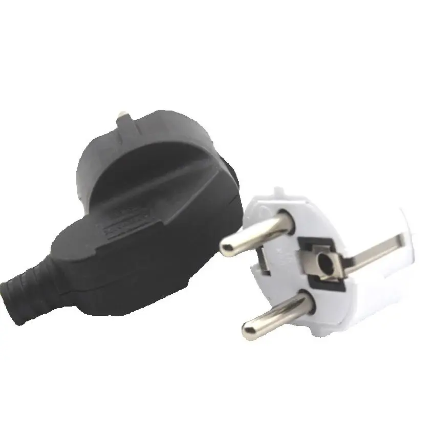 Black White 16A Elbow Ground EU Wiring Power Plug German France Assembly Power Cord Connector Plug Russia Detachable Schuko Plug