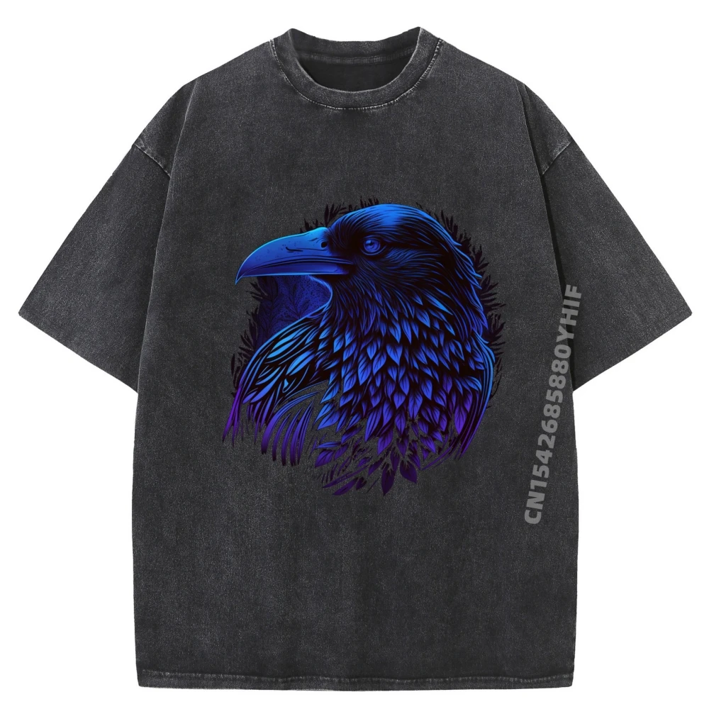 

Мужская футболка с рисунком специального ворона, готическая черная ворона, летние топы, футболки, уличная стираная футболка, уличная одежда